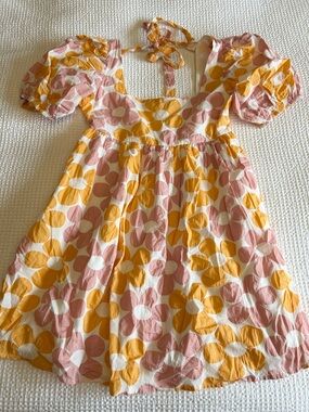 Altrd State Pink and Orange Puff Sleeve Dress